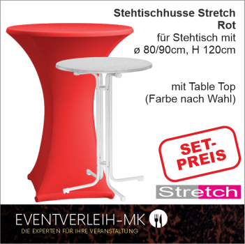 Stehtisch & Stretch-Stehtischhusse - rot - INKL. REINIGUNG